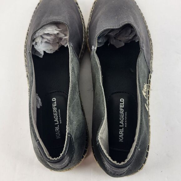 Karl Lagerfeld Espadrilles Women Loafers Slip on canvas suede upper Gray Size 12 - Picture 9 of 10